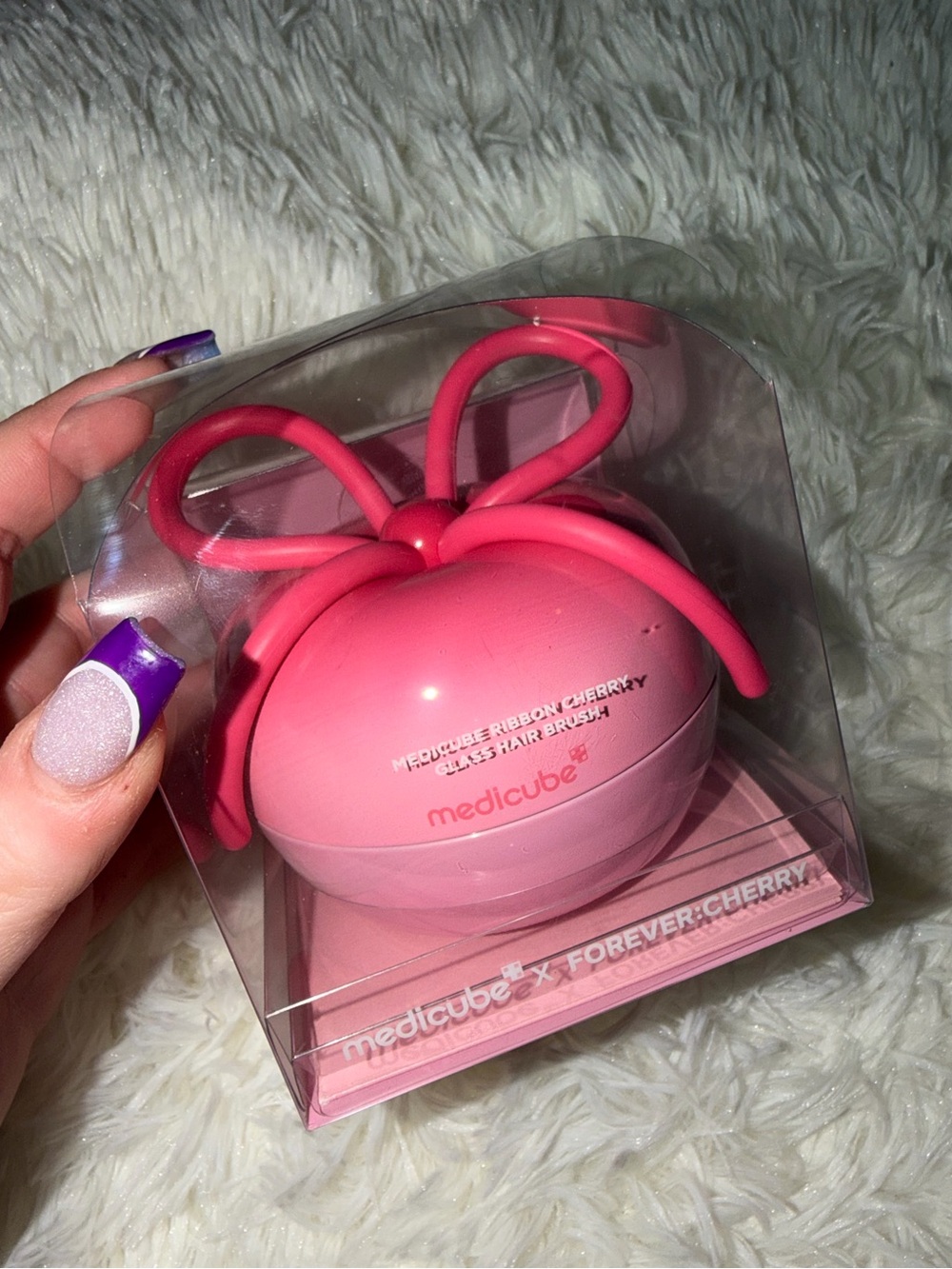 NWB Limited Edition Medicube x FOREVER CHERRY Ribbon Cherry Hair Brush Pink